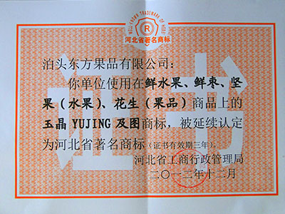 2012年玉晶商標(biāo)延續(xù)